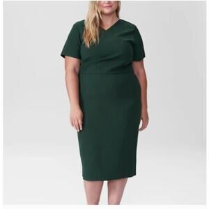 Universal Standard Mary Sheath Dress 4XS 00 0 2XS NWT Forest Green Wrap Career